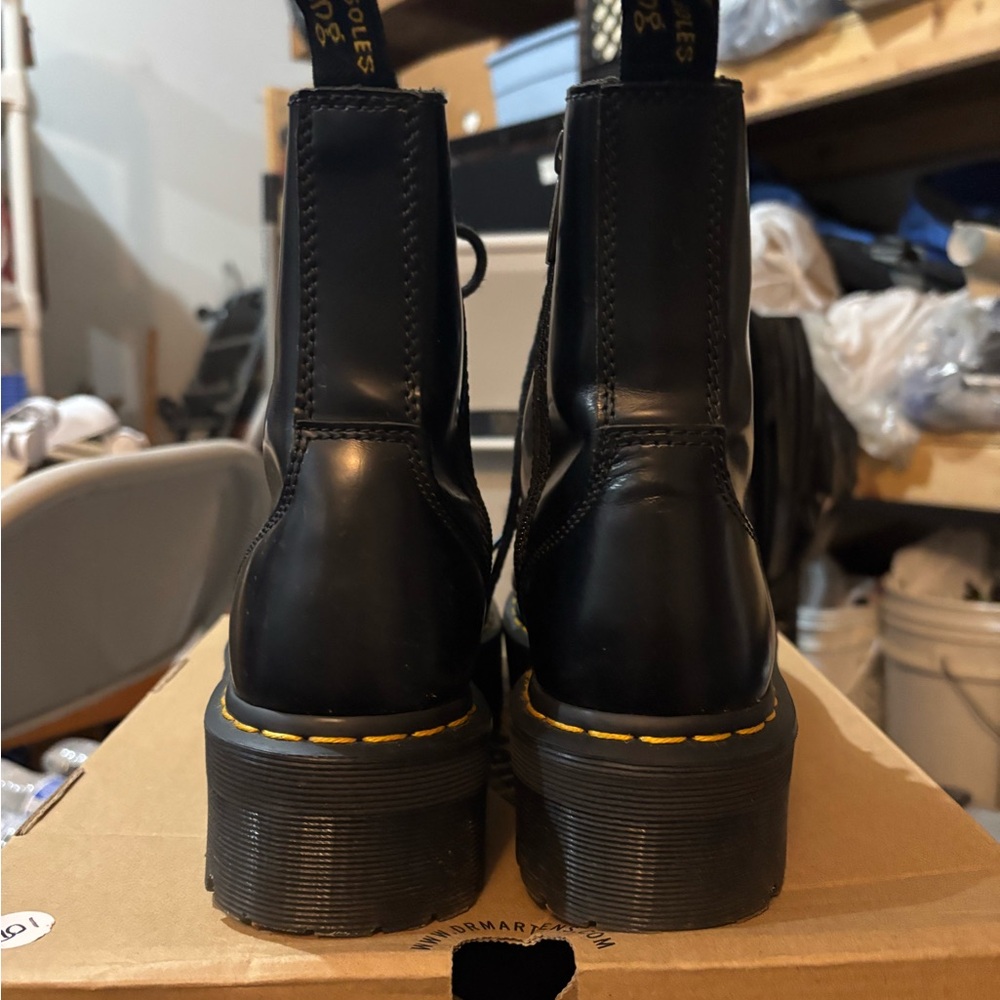 Dr. Martens Black Combat Boots with Yellow Stitching - Picture 3 of 3